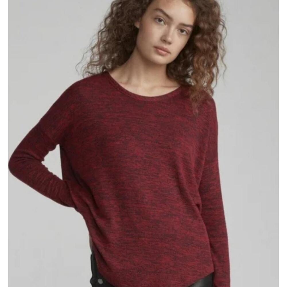 Rag & Bone Sweater Womens Extra Small Red Black Marled Long Sleeve Pullover Top